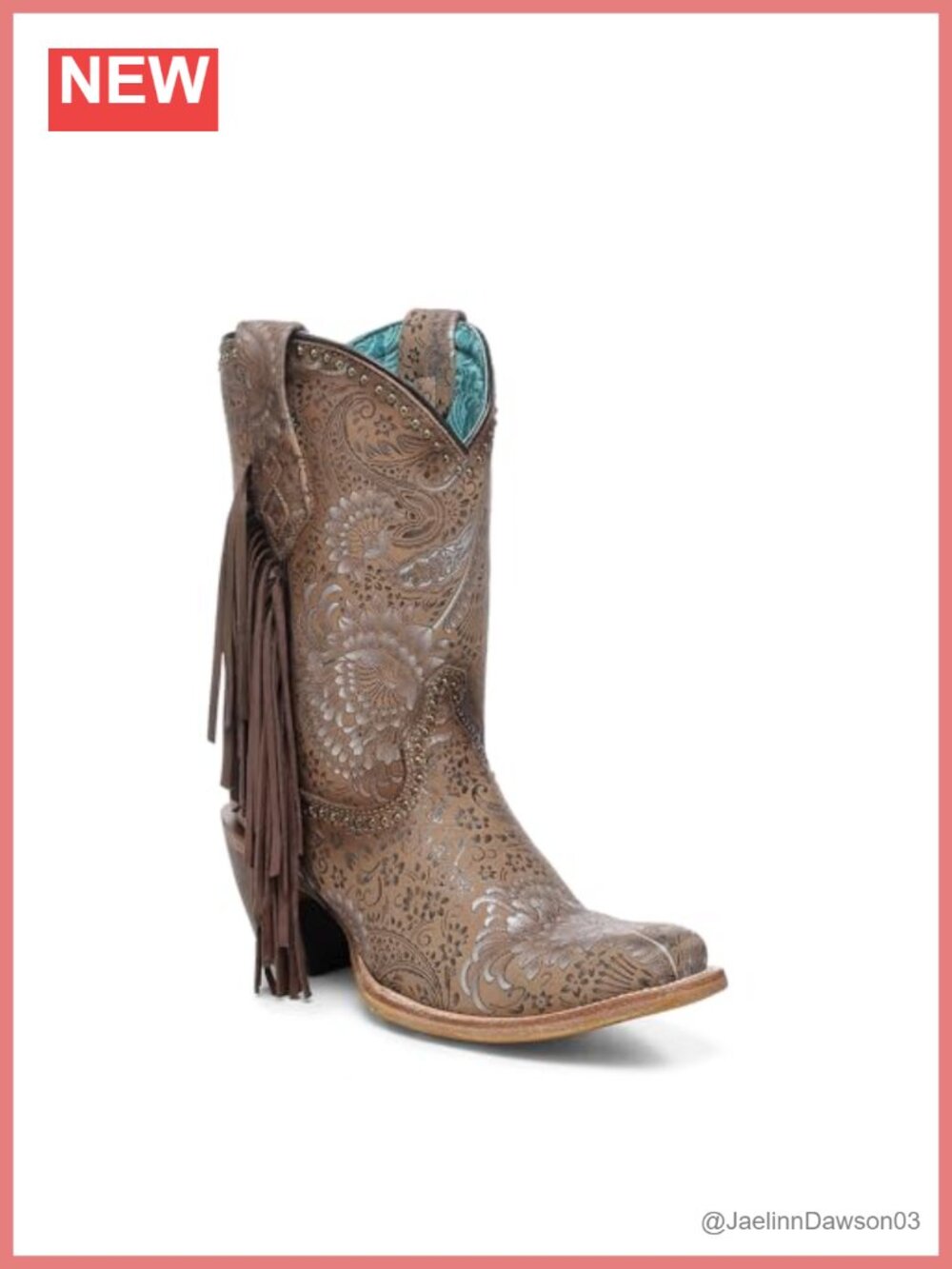 Handcrafted Women's Western Boots Narrow Square Toe Fringe Leather 15-inch
